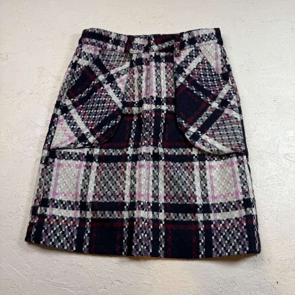 Plaid‎ Tweed Mini Skirt Cubic Experimental Fashion London Women's